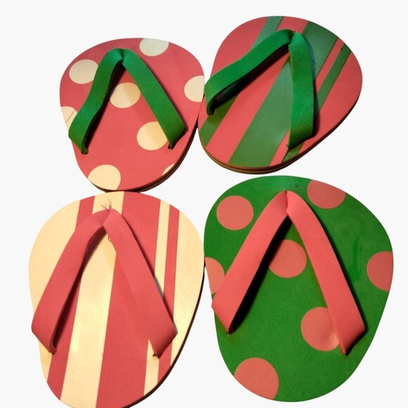 Wine Wear Other - Christmas Flip Flop Coasters Stemmed Glasses Reusable Wine Wear Lot 4